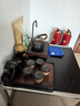 瓷牌茗茶具（cipaiming teaset）電陶爐煮茶套裝家用耐熱玻璃燒水泡茶壺圍爐煮茶高檔功夫茶具整套 蕭墨木隱6杯8件盤(pán)祥合壺木紋默言 曬單實(shí)拍圖