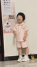 ASK JUNIOR女童套裝夏薄款小童華夫格POLO衫短褲運動(dòng)跑步兩件套 粉色 110  曬單實(shí)拍圖