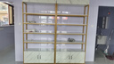 杜歡駿貨架商品展示架多層可調節帶柜置物架化妝品展示柜家用超市貨物架 【白色+金架】 六層長(cháng)100*深30*高215 曬單實(shí)拍圖