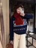 玖慕（JIUMU）紅色圍巾女冬保暖中國紅純羊毛帽子手套三件套本命年生日禮物 海棠紅-精致禮盒裝 曬單實(shí)拍圖