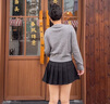 森馬（Semir）針織開(kāi)衫女冬季短款蝴蝶結菱格假兩件2025少女感毛衫109725106006 曬單實(shí)拍圖