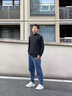 倉石一樹(shù)半高領(lǐng)長(cháng)袖T恤男士2025春秋冬加絨加厚保暖純色打底衫 黑色 M 105-115 曬單實(shí)拍圖