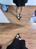 CHARLES&KEITH25秋季新品亮鉆方扣尖頭粗跟涼鞋單鞋生日禮物CK1-61720231 黑色紋理BLACK TEXTURED 37 （235） 曬單實(shí)拍圖