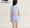 李寧（LI-NING）兒童泳衣女童拼色短袖連體平角游泳衣保守休閑款泳裝0052紫藍(lán)170 曬單實(shí)拍圖
