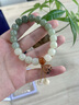 一生一石 O-STONE聽雨觀荷漸變和田玉桶珠手鏈?zhǔn)执信ㄓ镁x禮物家人 綠色 曬單實(shí)拍圖