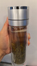 宅輕松 泡茶杯男女士茶水分離水杯一鍵開蓋雙層玻璃杯車載耐高溫杯銀色 曬單實(shí)拍圖