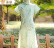 邦伊芙古風(fēng)漢服女童旗袍連衣裙2024新款兒童裝改良新中式古箏演出服夏季 114綠色 130 曬單實拍圖