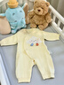 babylove嬰兒包屁衣秋季純棉提花哈衣寶寶爬服新生兒系帶家居服舒適秋衣 奶白色 52cm 曬單實拍圖
