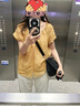 茵曼（INMAN）【苧麻】清麻系列炒色襯衫t恤女裝2025夏季新款短袖上衣 淺橙色 -18424248H S 曬單實(shí)拍圖