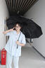 仙萌自動雨傘大號太陽傘遮陽傘晴雨兩用防曬傘復(fù)古折疊雨傘男女雙人 【曜石黑】電鍍?nèi)詣佑陚?曬單實拍圖