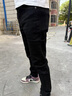 羅蒙高端秋季純黑色牛仔褲男修身小腳彈力潮牌時(shí)尚百搭男士休閑長(cháng)褲 902黑色 常規 31 曬單實(shí)拍圖