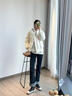 波爾諦奇（BOERDIQI）真皮小白鞋軟底女鞋新款高幫百搭通勤舒適女休閑鞋 黑色 36 曬單實(shí)拍圖