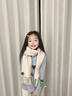 桑咻兒童秋冬純色圍巾2025新款百搭長(cháng)款圍脖男女童洋氣護頸保暖披肩紅色小毛球流蘇款 曬單實(shí)拍圖