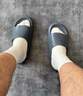 樸西香蕉船涼拖鞋男士夏季浴室防滑軟底eva家居靜音情侶休閑半拖鞋男 深灰 44-45 曬單實(shí)拍圖