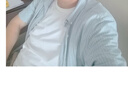 羅蒙（ROMON）短袖襯衫男士純棉上衣夏季條紋襯衣男商務休閑男裝 淺藍色 3XL  曬單實拍圖