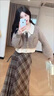 鳳蝶兒秋冬連衣裙子女裝秋裝新款2025年新款韓系氛圍感學(xué)院風(fēng)美拉德穿搭 摩卡奶咖假兩件毛衣+奶咖色裙子 M 曬單實(shí)拍圖