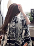 恒源祥斗篷披肩美拉德圍巾格子2024秋冬新款時(shí)尚高級感外搭女流蘇披風(fēng) [水墨畫(huà)]披肩 曬單實(shí)拍圖