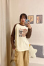 班尼路長(cháng)袖t恤女裝重磅純棉撞色設計感上衣服女生潮流休閑寬松2025新款 咖#BL兩只色塊小狗 【純棉100%】 M 曬單實(shí)拍圖