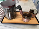 憶壺茶（YIHUTEA）整套茶具泡茶壺套裝玻璃茶杯茶水分離煮茶器辦公室懶人杯子帶茶盤 【含托盤】輕奢黑 壺+木圈2杯 4件 曬單實拍圖
