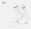 耐克（NIKE）官方速干中筒訓練襪(3雙)秋季支撐柔軟舒適SX7676 100白/(黑) M 曬單實(shí)拍圖