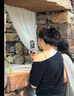 啄木鳥斜肩短袖t恤女2025新款夏季一字肩寬松休閑高級感上衣 黑色  M 曬單實拍圖
