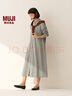 無(wú)印良品（MUJI）女式 法蘭絨 立領(lǐng)長(cháng)袖連衣裙女裝裙子純棉連身裙25年秋季 淺米色格紋 M (160/84A) 曬單實(shí)拍圖