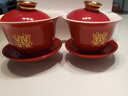 景德鎮(zhèn)高檔敬茶杯結(jié)婚敬酒婚禮對(duì)碗喜碗茶杯子碗筷一對(duì)創(chuàng)意婚慶改口陪嫁 雙喜【敬茶杯4套+加大紅色方托盤 曬單實(shí)拍圖