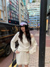 圣保美一字肩連衣裙女時尚套裝2025新款小個子秋季衛(wèi)衣裙子韓系穿搭短裙 【白色套裝】 M 曬單實拍圖