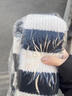 栢啟歆小圍巾女日系撞色黑白條紋毛絨冬季韓版百搭加厚保暖防寒軟糯圍脖 黑白條紋 曬單實(shí)拍圖
