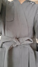 竹一百浴袍 純棉吸水浴衣簡(jiǎn)約家居汗蒸服華夫格男女睡袍 灰色 L碼 曬單實(shí)拍圖