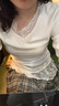 均垚白色蕾絲打底衫女內搭可外穿洋氣長(cháng)袖t恤秋冬2025新款上衣遮肚子 白色V領(lǐng)蕾絲下擺拼接打底衫 M 【建議90-110斤】 曬單實(shí)拍圖