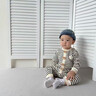 西兒嬰兒連體衣春秋裝男女寶寶滿(mǎn)月百天衣服可愛(ài)哈衣韓版寶寶外出爬服 五只小熊【條紋】連體衣 73cm 曬單實(shí)拍圖
