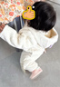 戴維貝拉（DAVE＆BELLA）嬰兒連體衣女寶寶滿月服幼童衣服保暖冬裝小童爬服新生兒外出服 米白 80cm （建議身高73-80cm） 曬單實拍圖