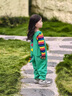 G.DUCKKIDS童裝女童套裝春秋季2025新款兒童服裝女小恐龍寶寶衣服T恤背帶褲 綠色 90 適合80-90年齡1-2歲左右 曬單實拍圖