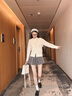 Teenie Weenie【趙露思同款】小熊女裝毛針織衫2025秋季新款復古四季絞花開衫 象牙白 XS 曬單實拍圖