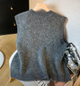 蘑菇同學(xué)法式針織馬甲開(kāi)衫女秋花園重工立體花朵羊毛混紡軟糯毛衣馬夾背心 深灰色 均碼 建議90-160斤 曬單實(shí)拍圖