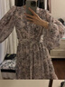 羅蒙（ROMON）輕奢女裝法式長(cháng)裙碎花連衣裙女2024春秋季新款長(cháng)袖海邊度假裙子女 圖片色 L 曬單實(shí)拍圖