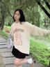 燦圖韓版甜美小狗毛衣女秋冬季慵懶風(fēng)高級感內(nèi)搭針織打底衫寬松上衣服 白色 均碼 【建議80~150斤】 曬單實(shí)拍圖