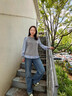 MsShe【45支綿羊毛】大碼女裝2025秋裝胖mm木耳邊假兩件針織毛衣 【條紋款】花灰色25年10月10日到貨 3XL 曬單實(shí)拍圖