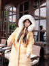 妃?，幱鸾q棉服女中長(cháng)款2025冬季新款韓版減齡甜美風(fēng)學(xué)生加厚大毛領(lǐng)棉襖 黃色 S 曬單實(shí)拍圖