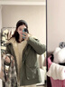 浪莎軍綠色羊羔毛派克服2025冬新款羽絨棉服女中長(cháng)款加絨加厚棉襖工裝 黑色  S 曬單實(shí)拍圖