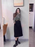 羅蒙（ROMON）半身裙女2024秋冬季新款高級感直筒高腰顯瘦垂感職業(yè)包臀一步裙子 黑色 M 曬單實(shí)拍圖