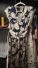 羅蒙（ROMON）真絲桑蠶絲連衣裙女夏季新款小個子女士名媛氣質收腰顯瘦印花裙 藏青 L 碼【建議106-115斤穿】 曬單實拍圖