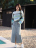 妍莉芬（yanlifen）休閑褲女裝秋季套裝女2025年新款穿搭整套法式衣服兩件套褲子春秋 條紋上衣+藍(lán)色牛仔褲 L【100-120斤】 曬單實(shí)拍圖