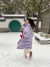 東北哈爾濱旅游防寒保暖鵝絨羽絨服男女士長(zhǎng)款加厚中長(zhǎng)羽絨衣外套 雪霧紫白鵝絨 男女同款 S 充絨量280克 90斤-110斤 曬單實(shí)拍圖