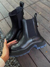 他她厚底休閑切爾西靴女靴撞色顯瘦煙筒靴子秋冬 黑(鞋底藍) 37 曬單實(shí)拍圖