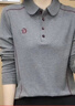 皮爾卡丹（pierre cardin）秋季新款長(cháng)袖純色翻領(lǐng)T恤POLO衫洋氣顯瘦百搭上衣氣質(zhì)減齡打底衫 灰色【長(cháng)袖】 L 90-110斤 曬單實(shí)拍圖