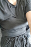 朗姿【王楚然同款】朗姿2025年夏新款涼感黑色T恤上衣短袖打底衫/半裙 深灰色短袖 L 曬單實(shí)拍圖