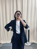 MeetMetro瑪依爾西裝套裝女2025秋季新款職業(yè)正裝西服西褲兩件套 藏藍色【現貨閃電發(fā)】 S 曬單實(shí)拍圖