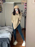 妙奕嘉女士毛衣針織衫女裝外套秋季上衣洋氣款2025新款打底衫內搭可外穿 慵懶風(fēng)蝙蝠袖針織衫【卡其色】 均碼 【建議體重70-140斤】 曬單實(shí)拍圖